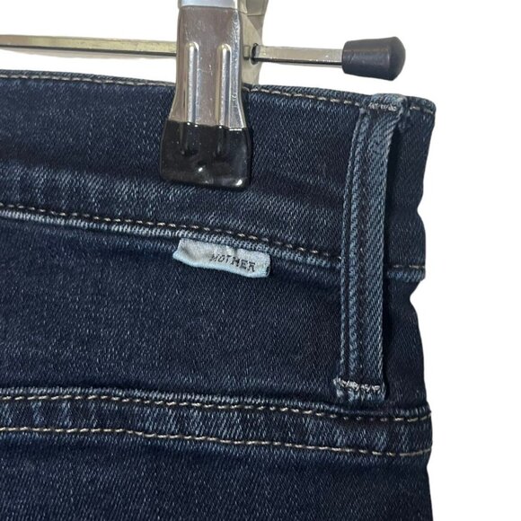 Mother The Stunner Zip Skinny Jeans Women’s Size 24 High Rise Raw Hem Dark Wash - Picture 10 of 15